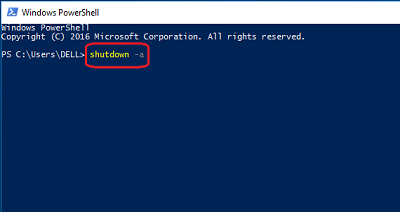 cancel automatic shutdown windows 10