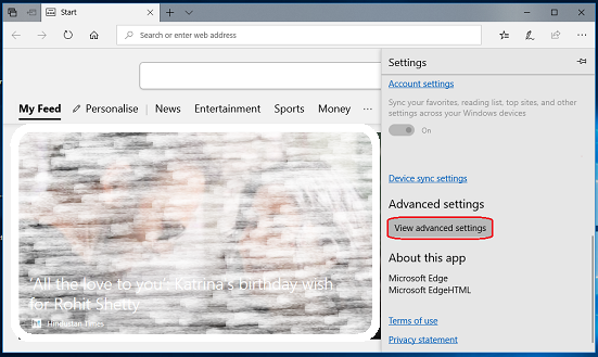 View Advanced settings