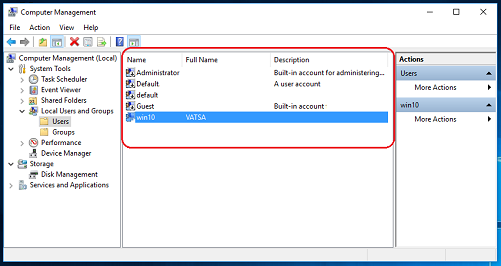 select your user account