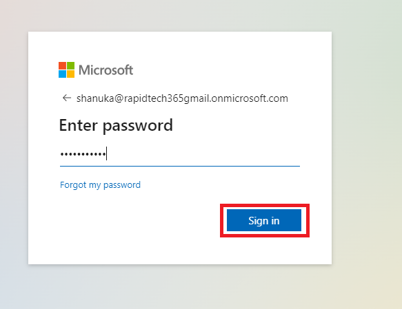 Microsoft password