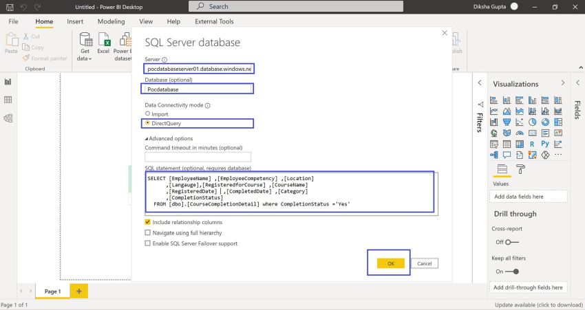 How To Connect Azure SQL Data With Power BI Via Direct Query