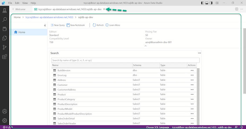 How to Connect to Azure SQL Database in the Azure Data Studio?
