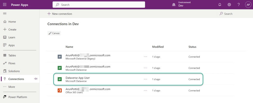 Service principal connection