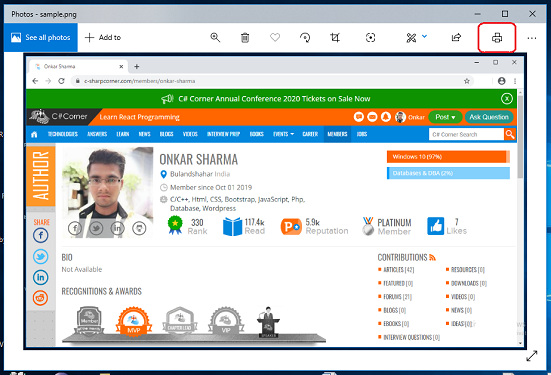 click on the print button