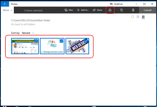 click on the print button