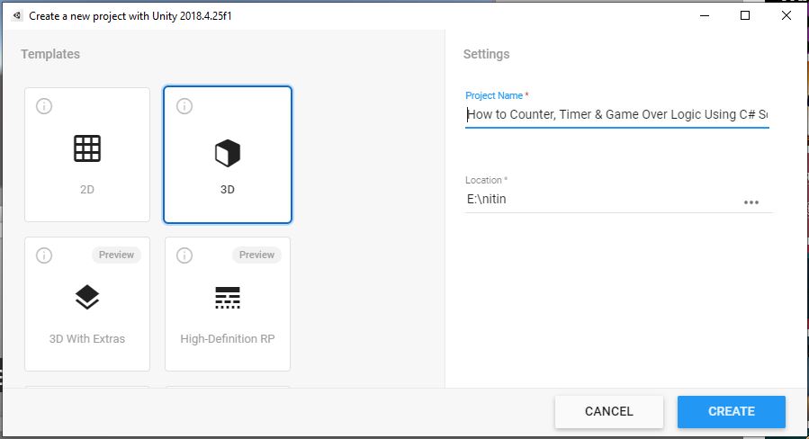 How To Counter, Timer And Game Over Logic Using C# Script In Unity 3D