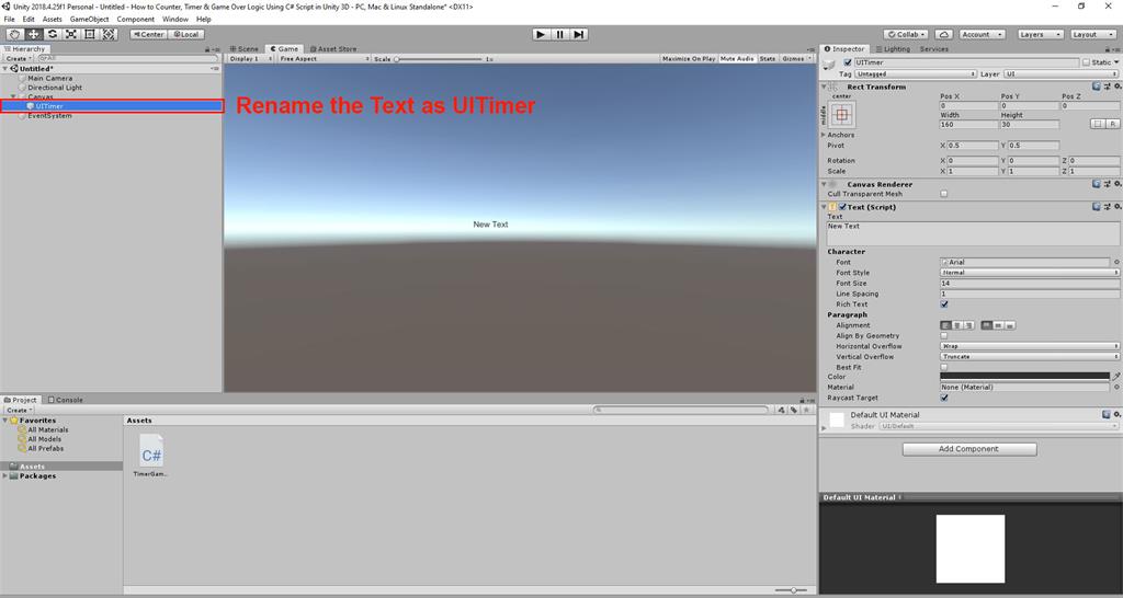 How To Counter, Timer And Game Over Logic Using C# Script In Unity 3D image.