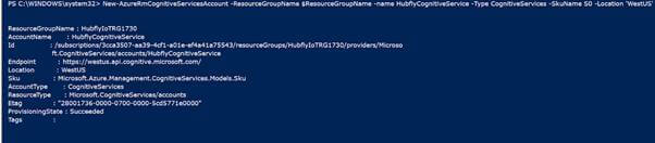 How To Create A Azure Cognitive Service Account Using Azure PowerShell