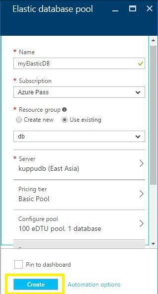 How To Create A New Elastic Database Pool With The Azure Portal