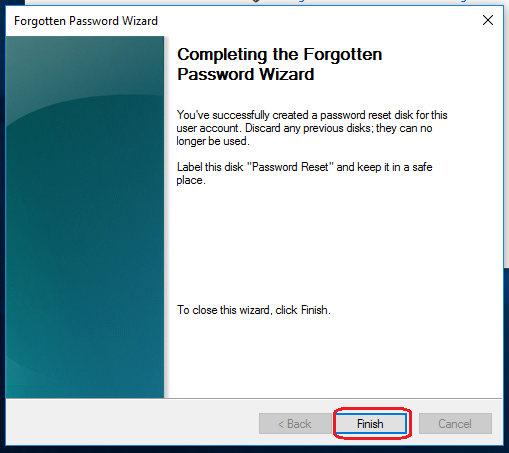 Click on the "Finish" button.