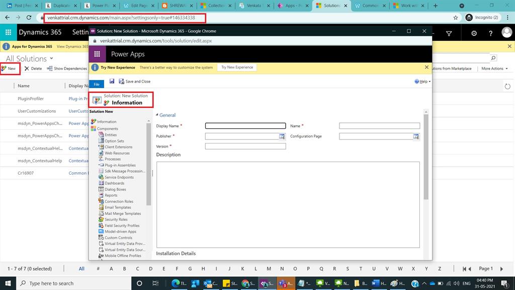 How To Create A Solution In Dynamics 365 CRM Using Classic Mode And Power Apps Maker Portal