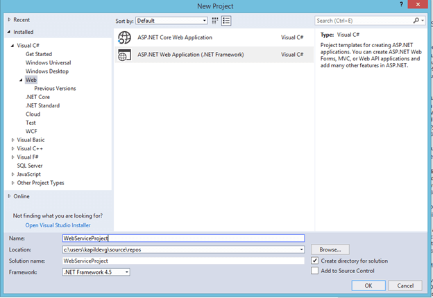 How To Create A Web Service Project In .NET Using Visual Studio