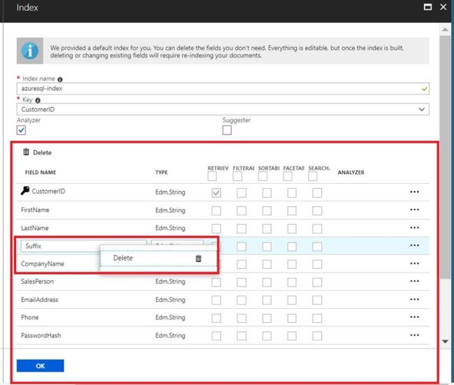 How to create an Index using Import Data, Create an indexer