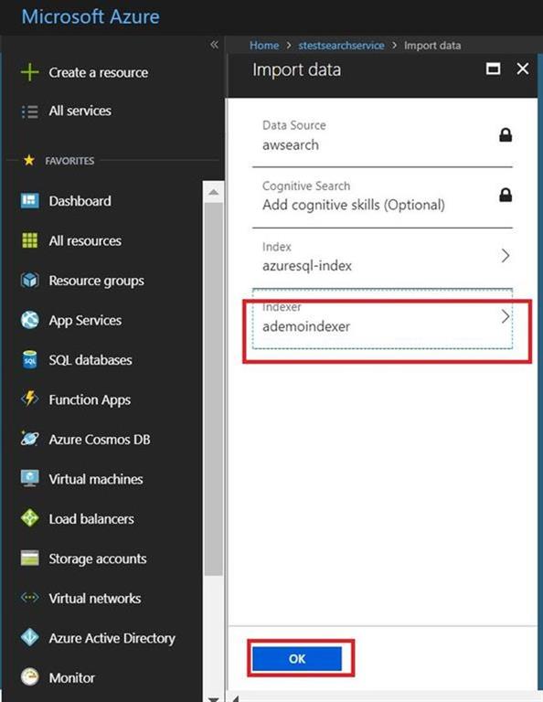 How to create an Index using Import Data, Create an indexer
