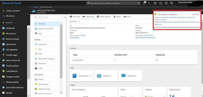 How to create an Index using Import Data, Create an indexer
