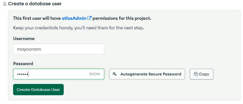 Create a Database User
