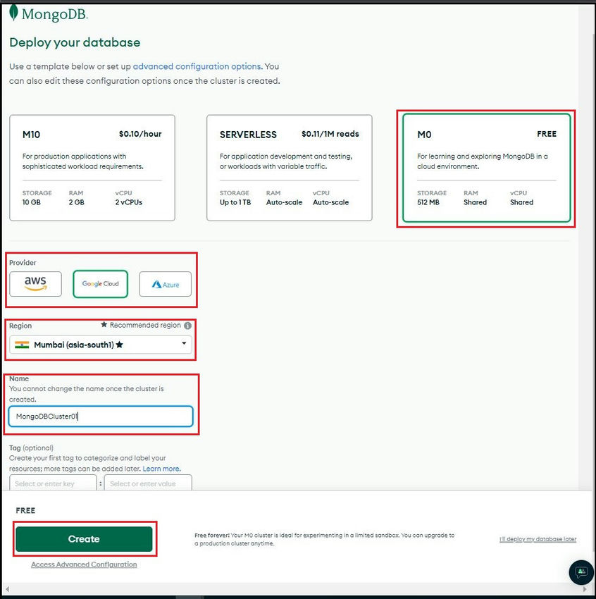 MongoDB Deploy the database