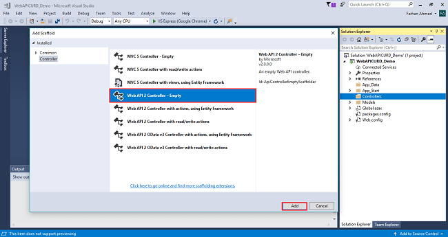 Web API 2 Controller-Empty 