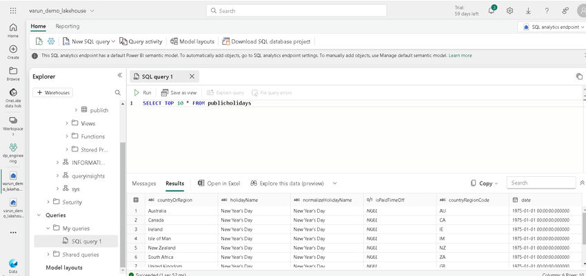 SQL Query to view SQL analytics endpoints