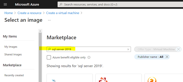 How to create SQL Server 2019 virtual machine and use as database server with minimum cost