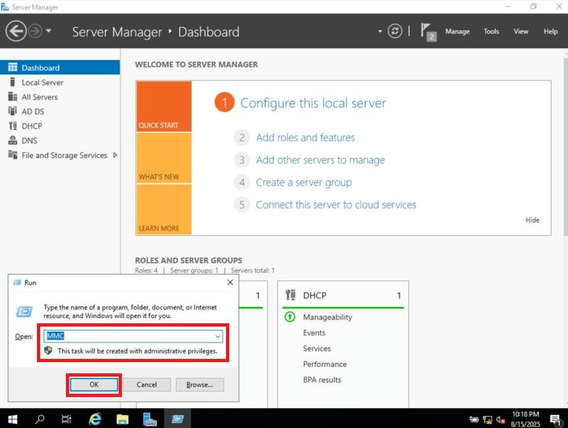 Server manager- dashboard