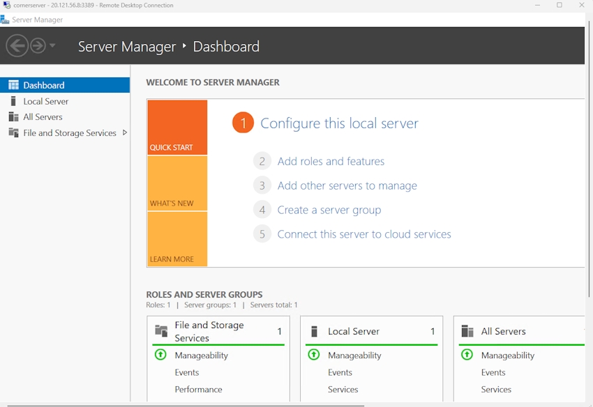 Server Manager Dashboard