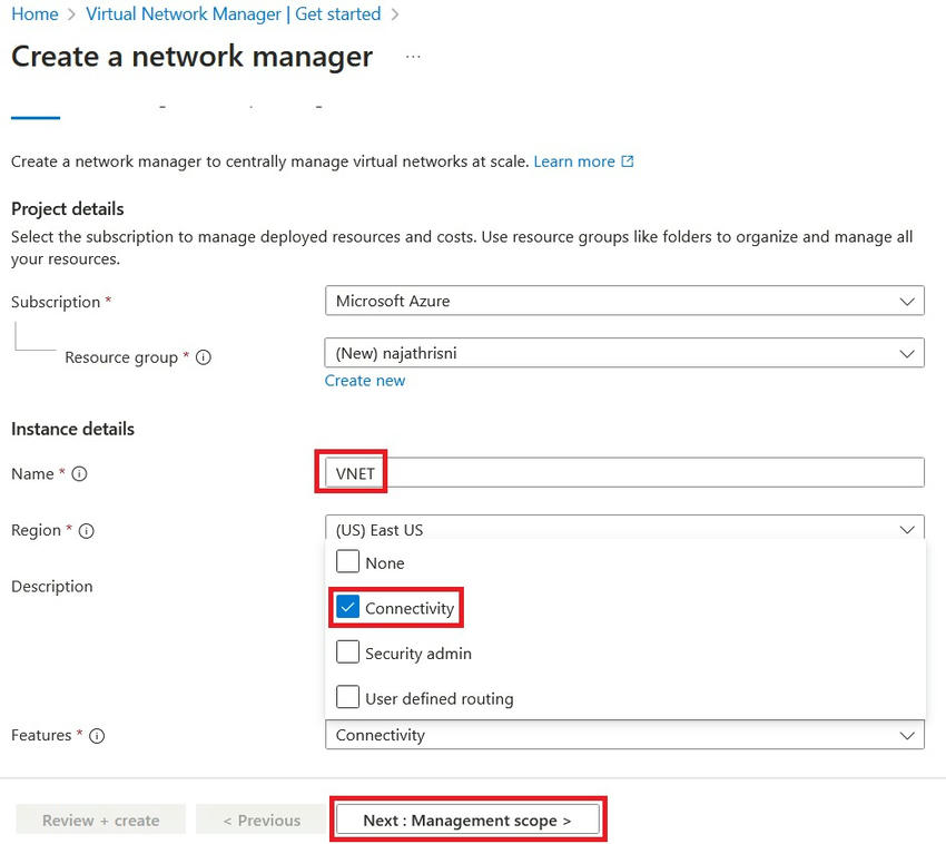 How to Create Virtual Network Manager in Azure