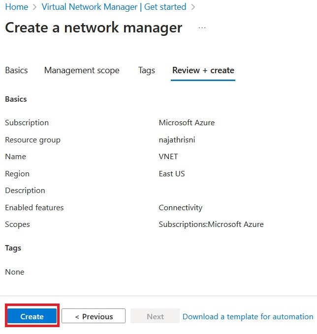 How to Create Virtual Network Manager in Azure