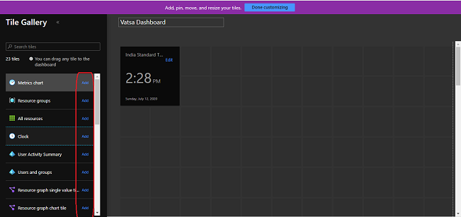 add using add button