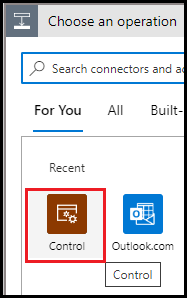 Configure Control connector