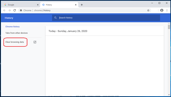 click on clear browsing data
