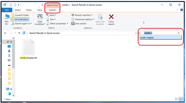 click on search tool
