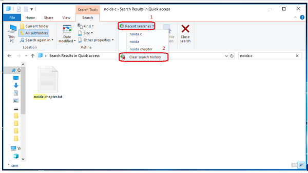 click on clear search history