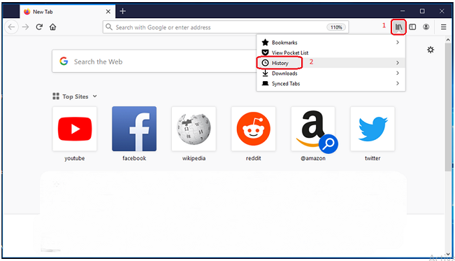 click on history tab