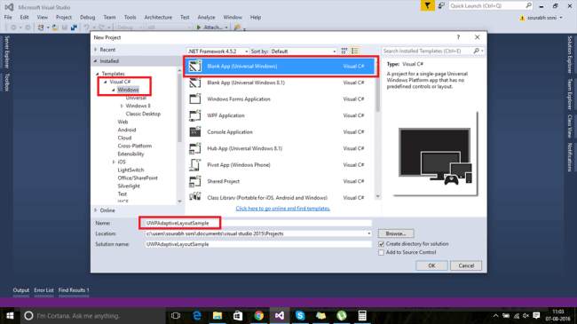 Create Universal Windows App