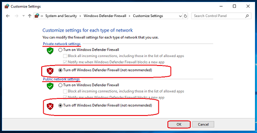 select the turn off option