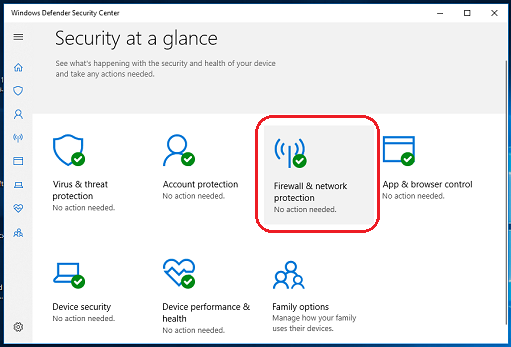 Click on "Firewall & network protection".