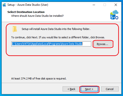 choose the location to download