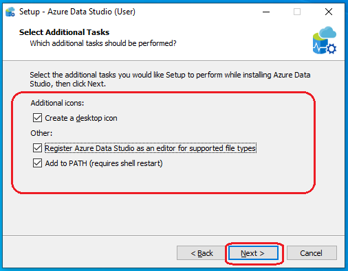 choose various options and click Next