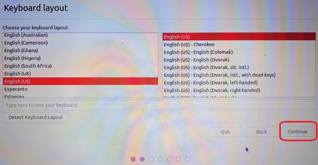Select your desired keyboard layout