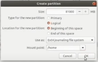 choose your memory for '/home'