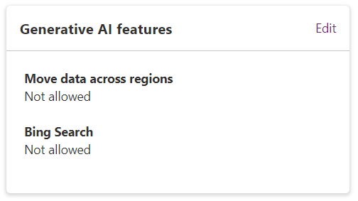 Generative AI features card