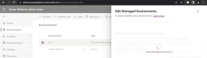 Saving Environment content
