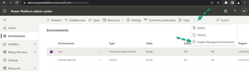 Enable Managed Dataverse