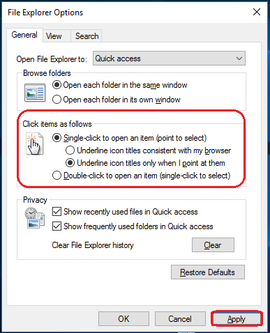 File Explorer Options
