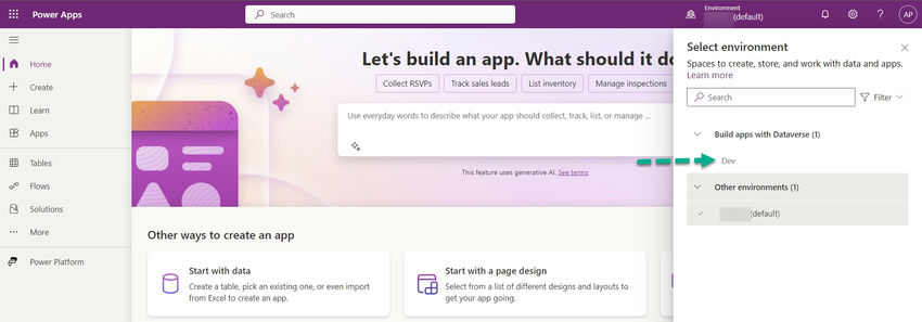 Choose required environment