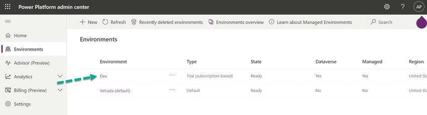Required environments