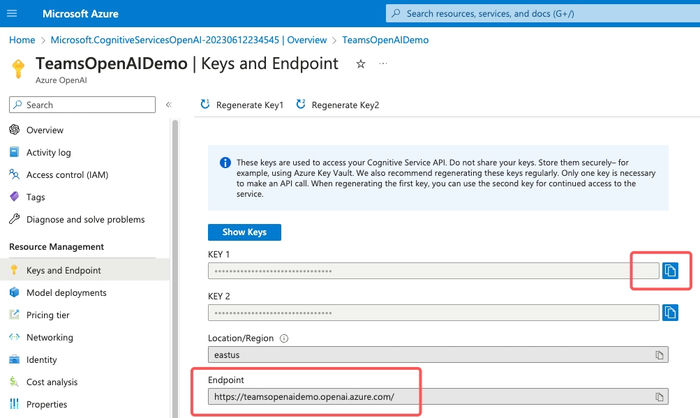 How to get Azure Open AI Keys and Endpoint