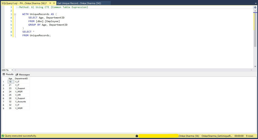 How To Get Unique Records Without Using Distinct In SQL Server