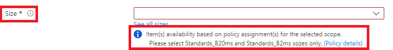 How to implement Allowed virtual machine size SKUs policy in Azure